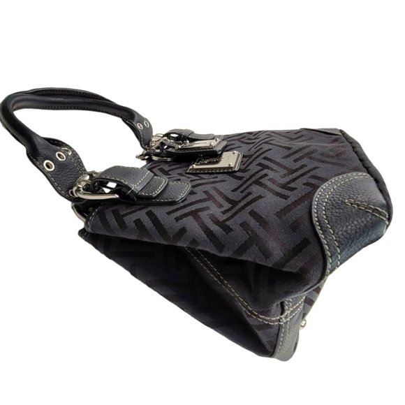 Tignanello Logo Black Purse Handbag Shoulder Bag Silver Hardware PD038 - Picture 14 of 16